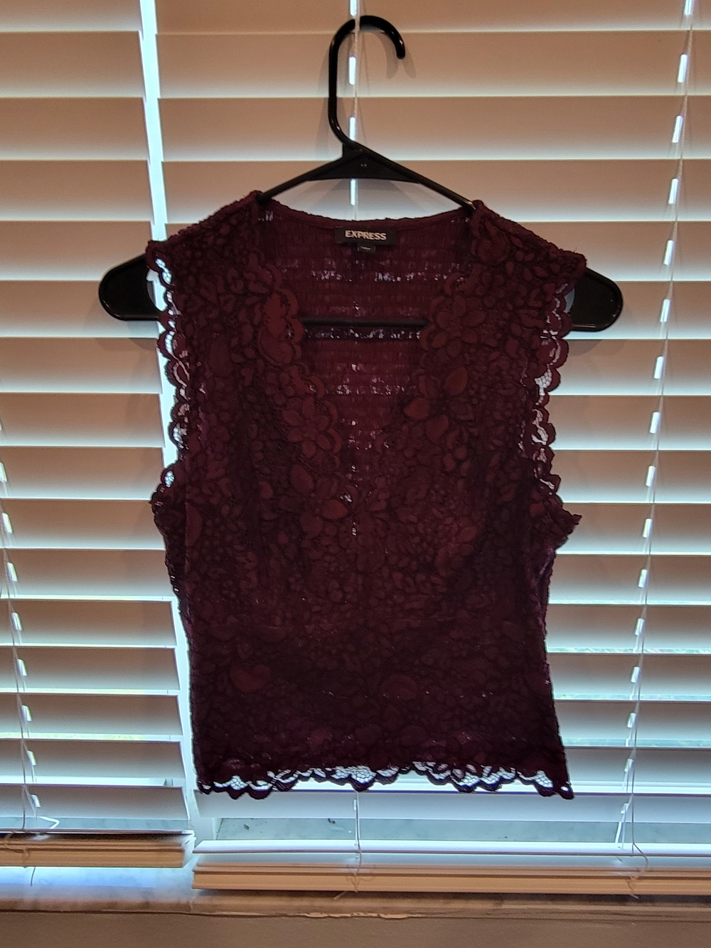 Express Lace Sleeveless Camisole in Burgundy
